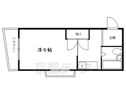 叡山電鉄 元田中駅 徒歩5分 4階建 築40年(1K/4階)の間取り写真