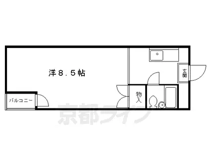 叡山電鉄 修学院駅 徒歩2分 4階建 築40年(1K/3階)の間取り写真