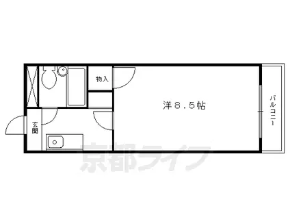 ホワイトリバー千栄(1K/2階)の間取り写真