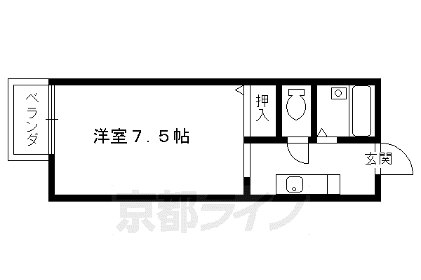 京都市烏丸線 松ケ崎駅(京都) 徒歩10分 2階建 築29年(1K/2階)の間取り写真