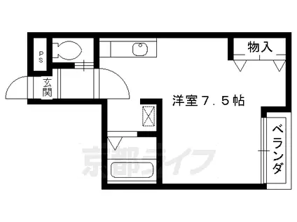 京阪電気鉄道鴨東線 出町柳駅 徒歩7分 3階建 築33年(1K/2階)の間取り写真