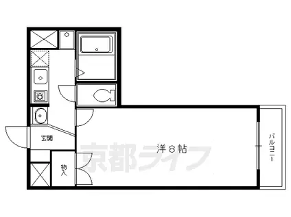 叡山電鉄 元田中駅 徒歩14分 3階建 築25年(1K/2階)の間取り写真