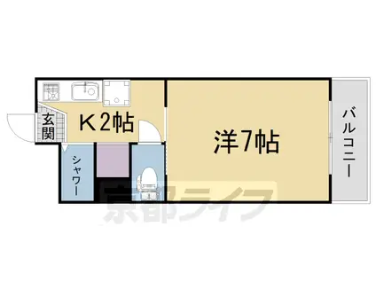 京阪電気鉄道鴨東線 出町柳駅 徒歩10分 4階建 築44年(1K/4階)の間取り写真