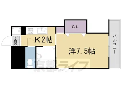 京阪電気鉄道鴨東線 神宮丸太町駅 徒歩12分 5階建 築28年(1K/3階)の間取り写真