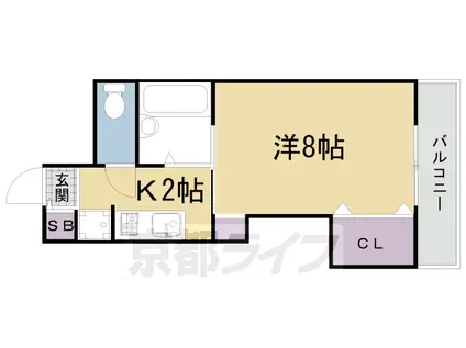 京阪電気鉄道鴨東線 神宮丸太町駅 徒歩12分 5階建 築28年(1K/5階)の間取り写真