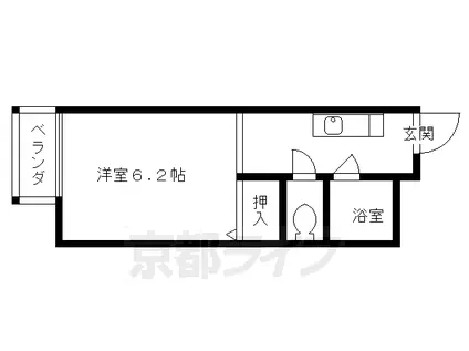 叡山電鉄 元田中駅 徒歩12分 2階建 築33年(1K/1階)の間取り写真