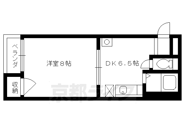 叡山電鉄 茶山・京都芸術大学駅 徒歩3分 3階建 築34年(1DK/3階)の間取り写真
