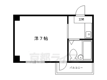 京都市烏丸線 北山駅(京都) 徒歩15分 3階建 築37年(1K/3階)の間取り写真