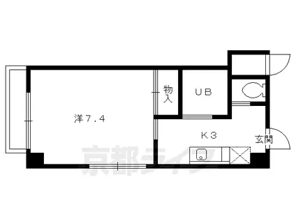 京阪電気鉄道鴨東線 出町柳駅 徒歩11分 4階建 築32年(1K/4階)の間取り写真