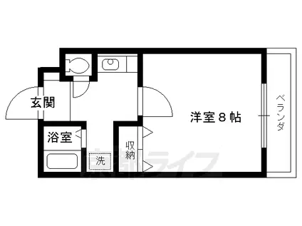京都市烏丸線 松ケ崎駅(京都) 徒歩5分 2階建 築31年(1K/2階)の間取り写真