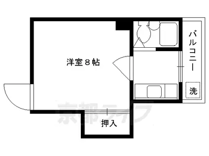 京阪電気鉄道鴨東線 出町柳駅 徒歩20分 3階建 築41年(1K/3階)の間取り写真