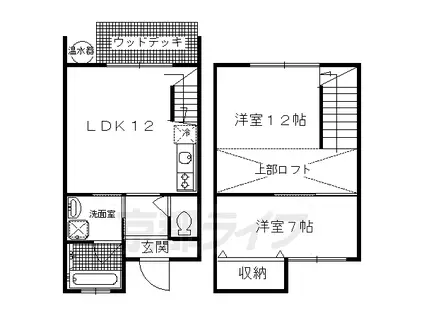 京都市烏丸線 国際会館駅 徒歩3分 2階建 築22年(2LDK/1階)の間取り写真