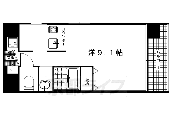 プレサンス京都三条大橋鴨川苑(1K/2階)の間取り写真