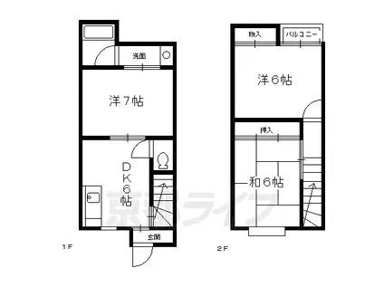 叡山電鉄 一乗寺駅 徒歩13分 2階建 築34年(3DK)の間取り写真