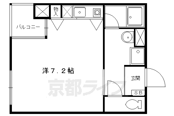 京都市烏丸線 北大路駅 徒歩10分 6階建 築21年(ワンルーム/2階)の間取り写真