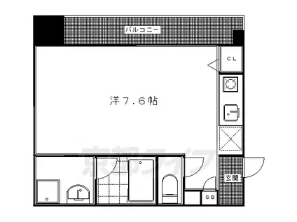 プロスペクト下鴨(ワンルーム/6階)の間取り写真