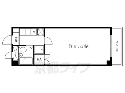 京都市烏丸線 松ケ崎駅(京都) 徒歩8分 2階建 築36年(1K/1階)の間取り写真