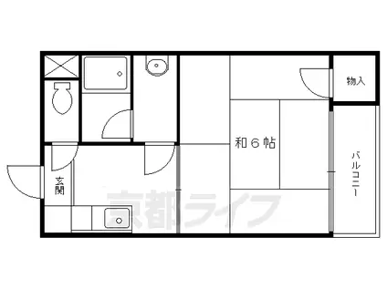 叡山電鉄 元田中駅 徒歩9分 4階建 築47年(1K/2階)の間取り写真