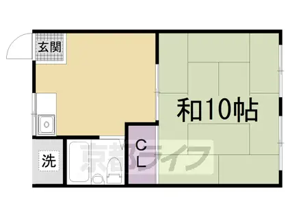 叡山電鉄 岩倉駅(京都) 徒歩3分 2階建 築52年(1K/1階)の間取り写真