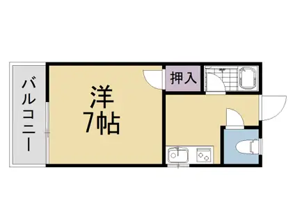 京都市烏丸線 国際会館駅 徒歩5分 2階建 築43年(ワンルーム/1階)の間取り写真