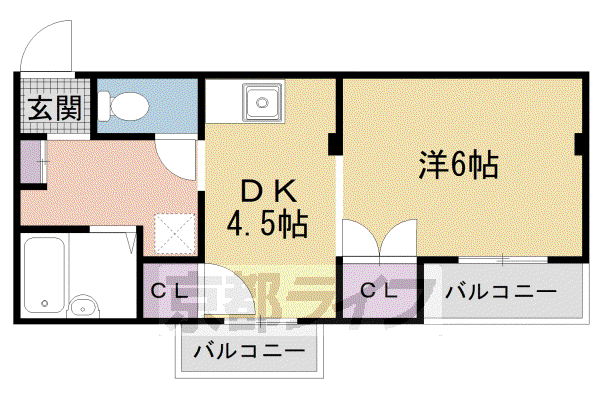 叡山電鉄 茶山・京都芸術大学駅 徒歩5分 3階建 築53年(1DK/3階)の間取り写真