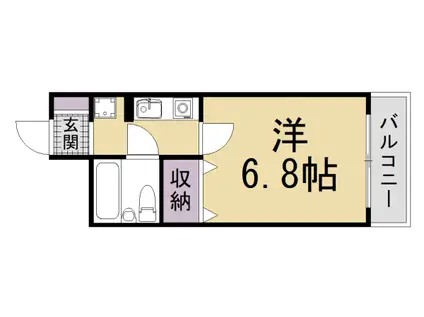 叡山電鉄 元田中駅 徒歩8分 5階建 築37年(1K/1階)の間取り写真