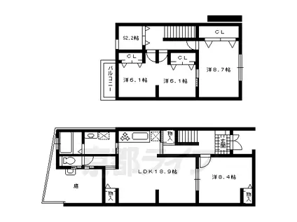 京阪電気鉄道鴨東線 神宮丸太町駅 徒歩10分 2階建 築20年(4SLDK)の間取り写真
