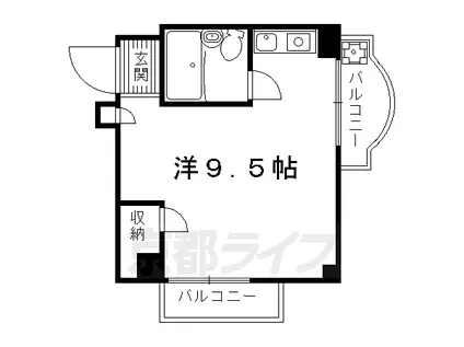 叡山電鉄 元田中駅 徒歩1分 4階建 築40年(ワンルーム/4階)の間取り写真