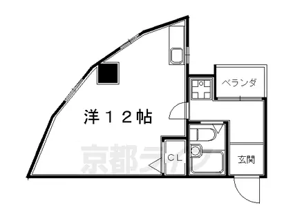 叡山電鉄 一乗寺駅 徒歩3分 4階建 築36年(ワンルーム/2階)の間取り写真