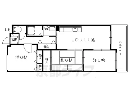 叡山電鉄 岩倉駅(京都) 徒歩10分 4階建 築26年(3LDK/3階)の間取り写真