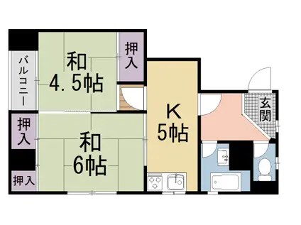 エビスビル(2DK/4階)の間取り写真
