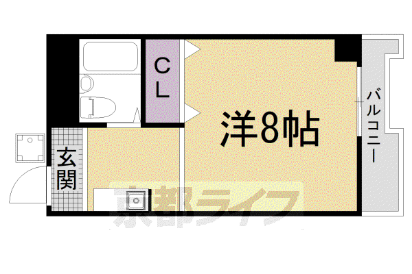 京都市烏丸線 松ケ崎駅(京都) 徒歩10分 4階建 築39年(1K/3階)の間取り写真