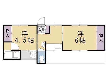 叡山電鉄 修学院駅 徒歩10分 2階建 築67年(2K/1階)の間取り写真