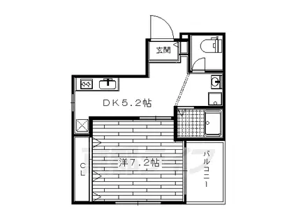 叡山電鉄 元田中駅 徒歩16分 4階建 築20年(1DK/2階)の間取り写真