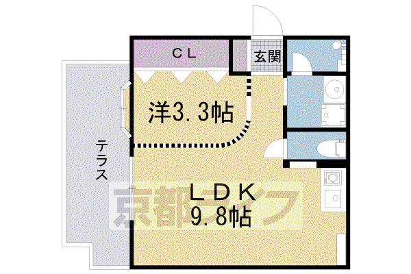 叡山電鉄 一乗寺駅 徒歩6分 4階建 築41年(1LDK/1階)の間取り写真