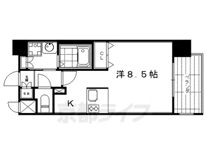 プレサンス京都三条大橋雅殿(1K/2階)の間取り写真