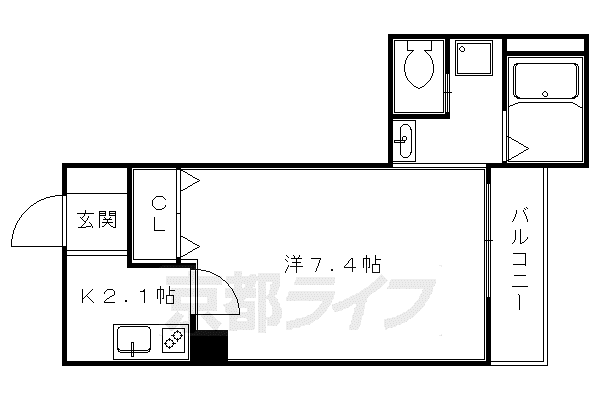 京阪電気鉄道鴨東線 神宮丸太町駅 徒歩9分 3階建 築20年(1K/2階)の間取り写真