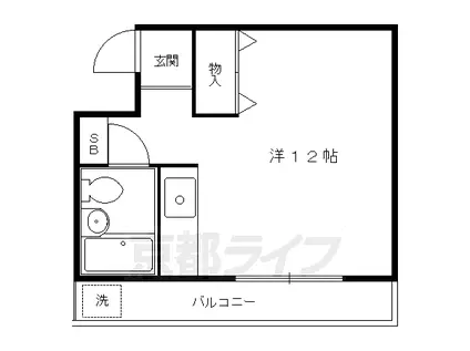叡山電鉄 元田中駅 徒歩14分 5階建 築39年(ワンルーム/5階)の間取り写真