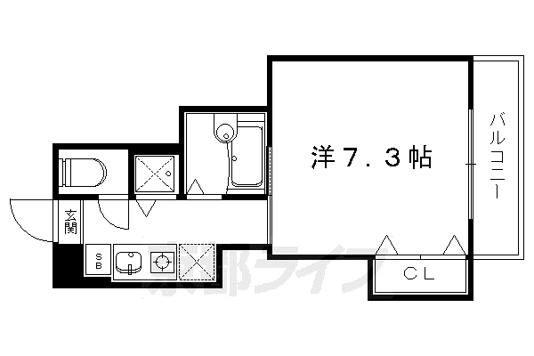 京阪電気鉄道鴨東線 神宮丸太町駅 徒歩25分 3階建 築20年(1K/2階)の間取り写真