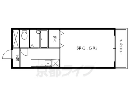 叡山電鉄 八幡前駅(京都) 徒歩2分 2階建 築38年(1K/2階)の間取り写真