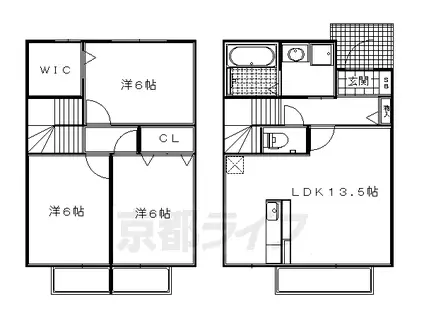京都市烏丸線 国際会館駅 徒歩3分 2階建 築19年(3LDK/1階)の間取り写真