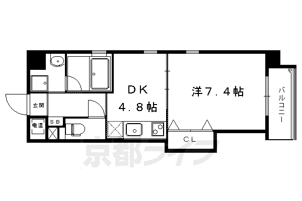 叡山電鉄 一乗寺駅 徒歩3分 5階建 築19年(1DK/4階)の間取り写真