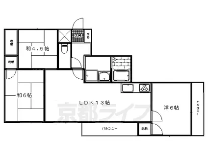 叡山電鉄 一乗寺駅 徒歩13分 3階建 築32年(3LDK/1階)の間取り写真