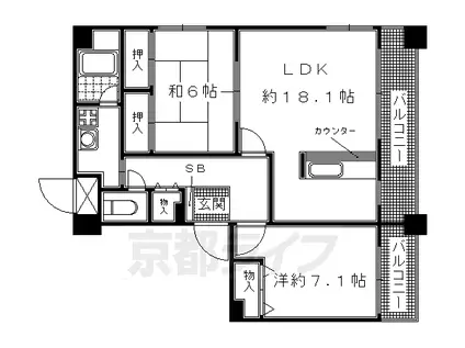 NO.41 ビラ妙松館(2LDK/1階)の間取り写真