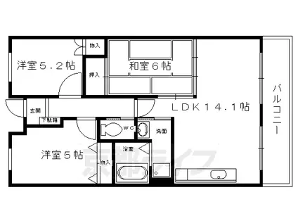 叡山電鉄 岩倉駅(京都) 徒歩10分 4階建 築25年(3LDK/1階)の間取り写真