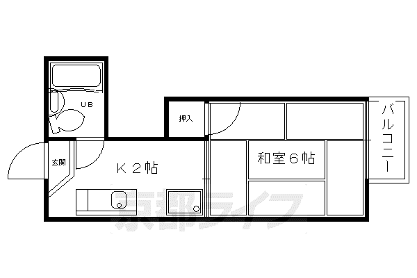 叡山電鉄 修学院駅 徒歩7分 2階建 築42年(1K/1階)の間取り写真