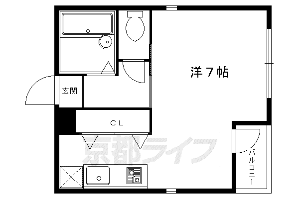 叡山電鉄 茶山・京都芸術大学駅 徒歩8分 2階建 築36年(1K/1階)の間取り写真
