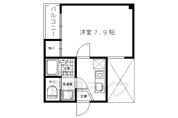 仁王門マンション(1K/1階)の間取り写真