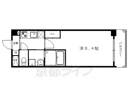 叡山電鉄 一乗寺駅 徒歩10分 6階建 築19年(1K/2階)の間取り写真