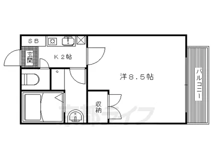 叡山電鉄 茶山・京都芸術大学駅 徒歩9分 4階建 築26年(1K/3階)の間取り写真